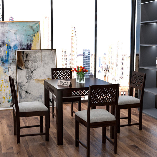 Velora Sheesham Wood Dining Set 4 Seater (Walnut Finish)