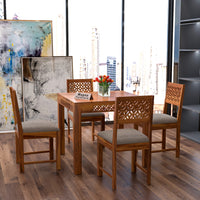 Velora Sheesham Wood Dining Set 4 Seater (Honey Finish)