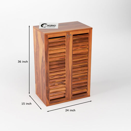 Aurvin Solid Sheesham Wood Shoe Rack  (Honey Finish)