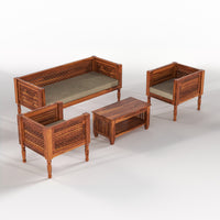 Sovric Solid Sheesham  Wooden 5 Seater Sofa Set (Honey Finish )