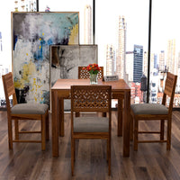 Velora Sheesham Wood Dining Set 4 Seater (Honey Finish)