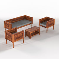 Sovric Solid Sheesham  Wooden 5 Seater Sofa Set (Honey Finish )