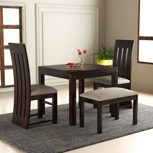 Zephora Sheesham Wood Dining Set 4 Seater With Bench (Walnut Finish)