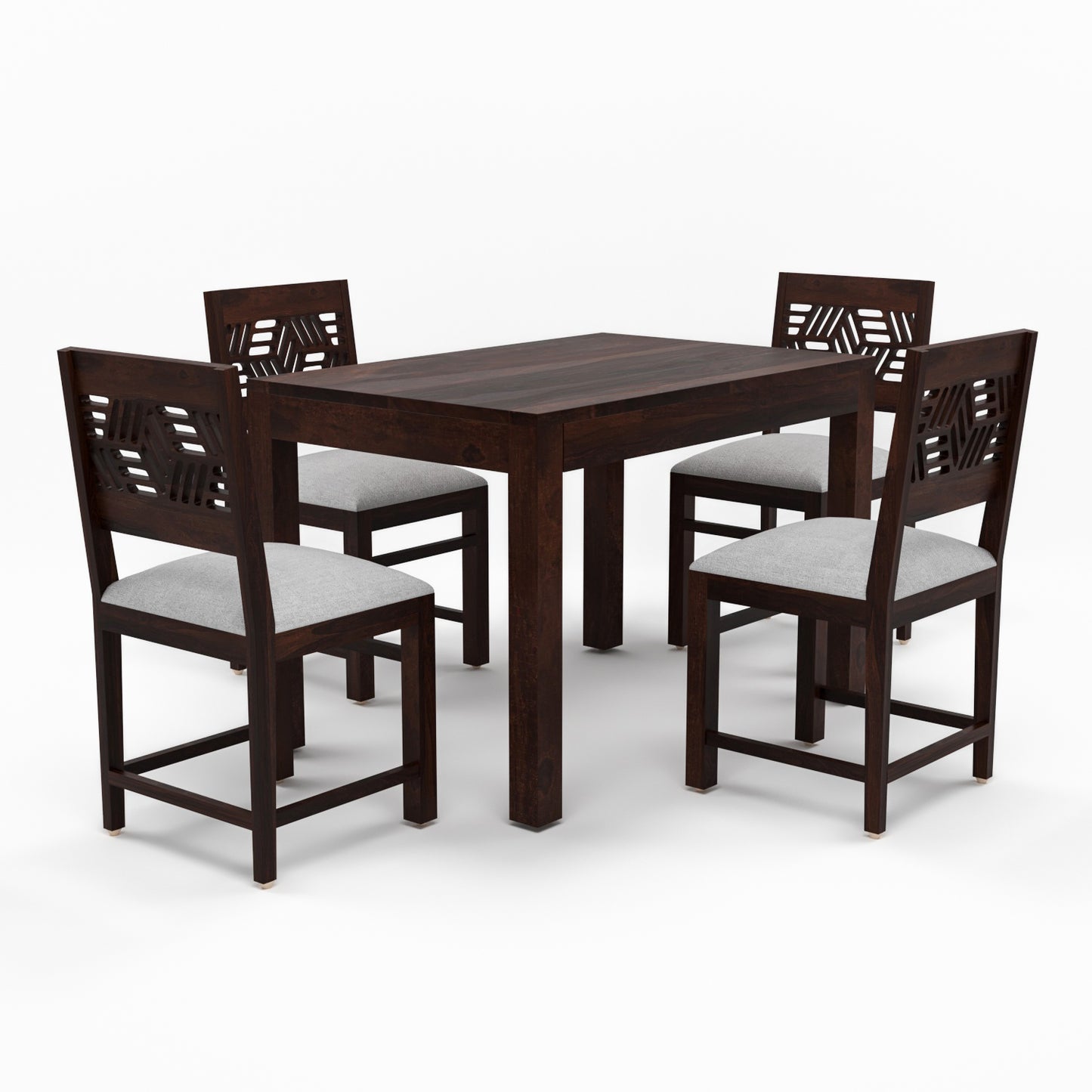 Morvex Sheesham Wood Dining Set 4 Seater 45x45x30 (Walnut Finish)