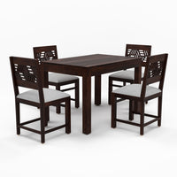 Morvex Sheesham Wood Dining Set 4 Seater 45x45x30 (Walnut Finish)
