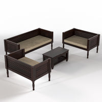 Ulnor Solid Sheesham Wooden 6 Seater Sofa Set (Walnut Finish)