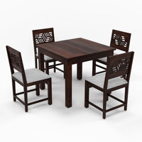 Morvex Sheesham Wood Dining Set 4 Seater 34x34x30 (Walnut Finish)