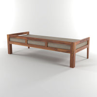 Tivra Solid Sheesham Wood Diwan Bed (Honey Finish )