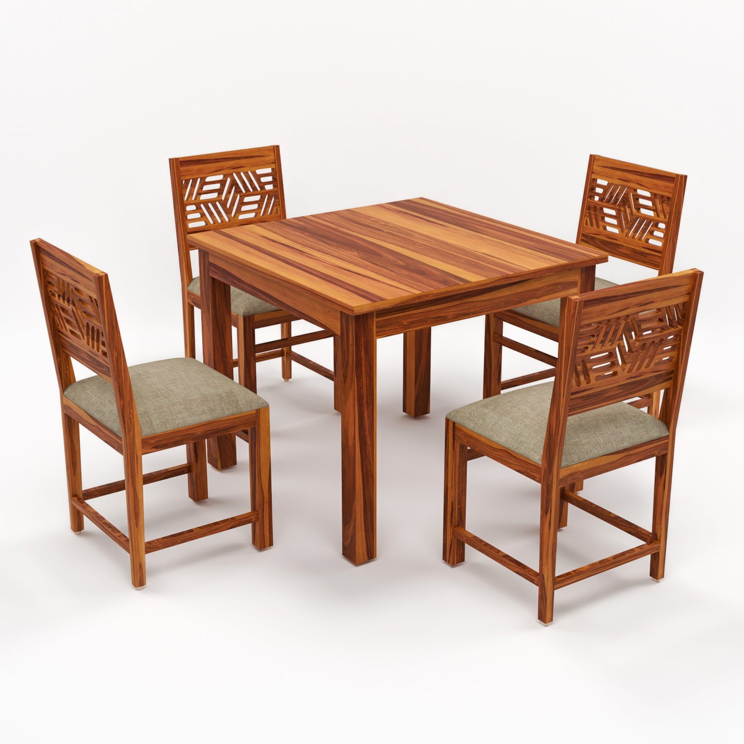 Morvex Sheesham Wood Dining Set 4 Seater 34x34x30 (Honey Finish)