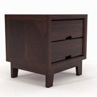 Jeyvalin Solid Sheesham Wood Bedside Table (Walnut Finish)