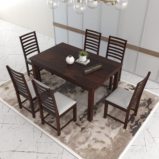 Lorveth Sheesham Wood Dining Set 6 Seater (Walnut Finish)