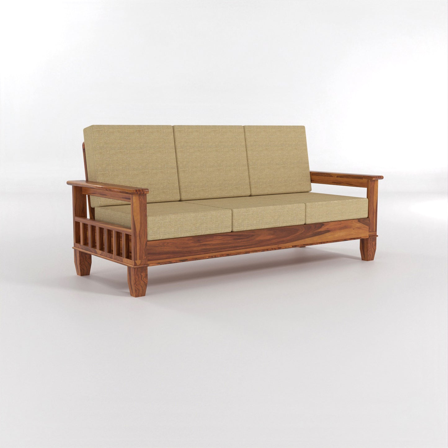 Trivralionel 5 Seater Solid Sheesham Wood Sofa Set  3+2 (Honey Finish)