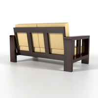 Zyvora 2 Seater Solid Wood Sofa (Walnut Finish)