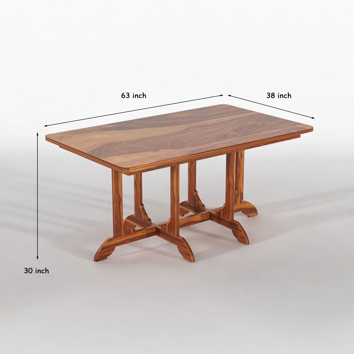 Virello Sheesham Wood Dining Set 6 Seater (Honey Finish)
