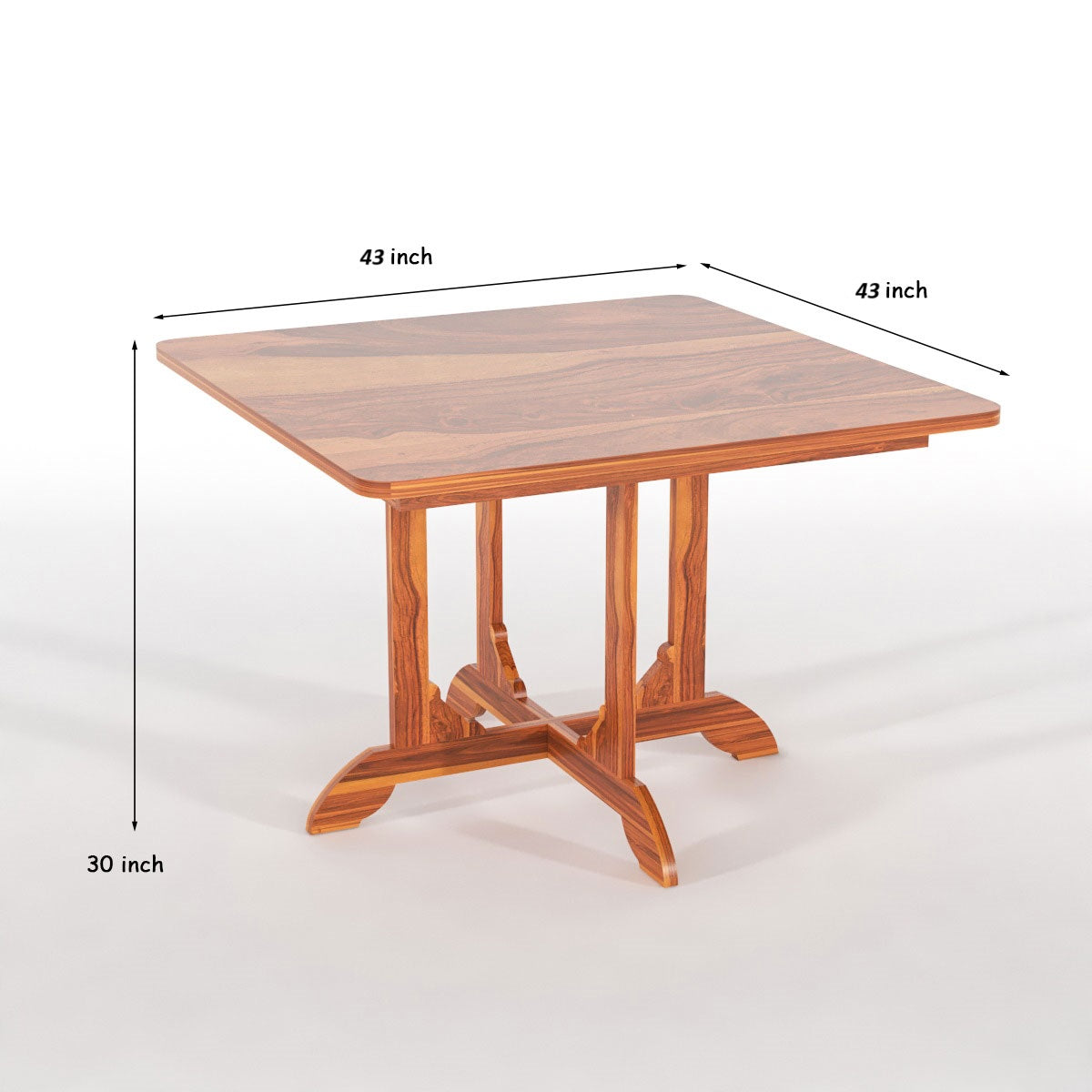 Virello Sheesham Wood Dining Set 4 Seater (Honey Finish)