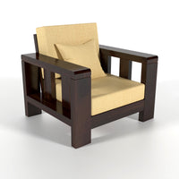 Zyvora 1 Seater Solid Wood Sofa (Walnut Finish)
