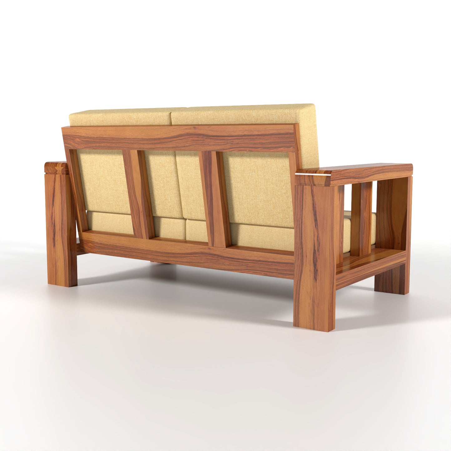 Zyvora 2 Seater Solid Wood Sofa (Honey Finish)