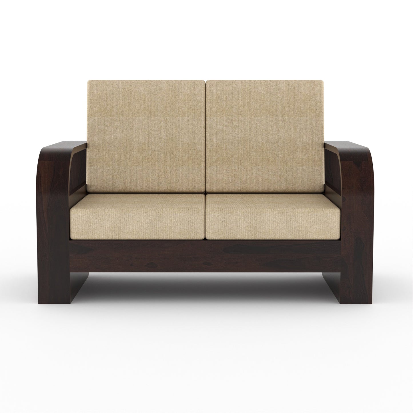 Curve 2 Seater Solid Wood Sofa (Walnut Finish)
