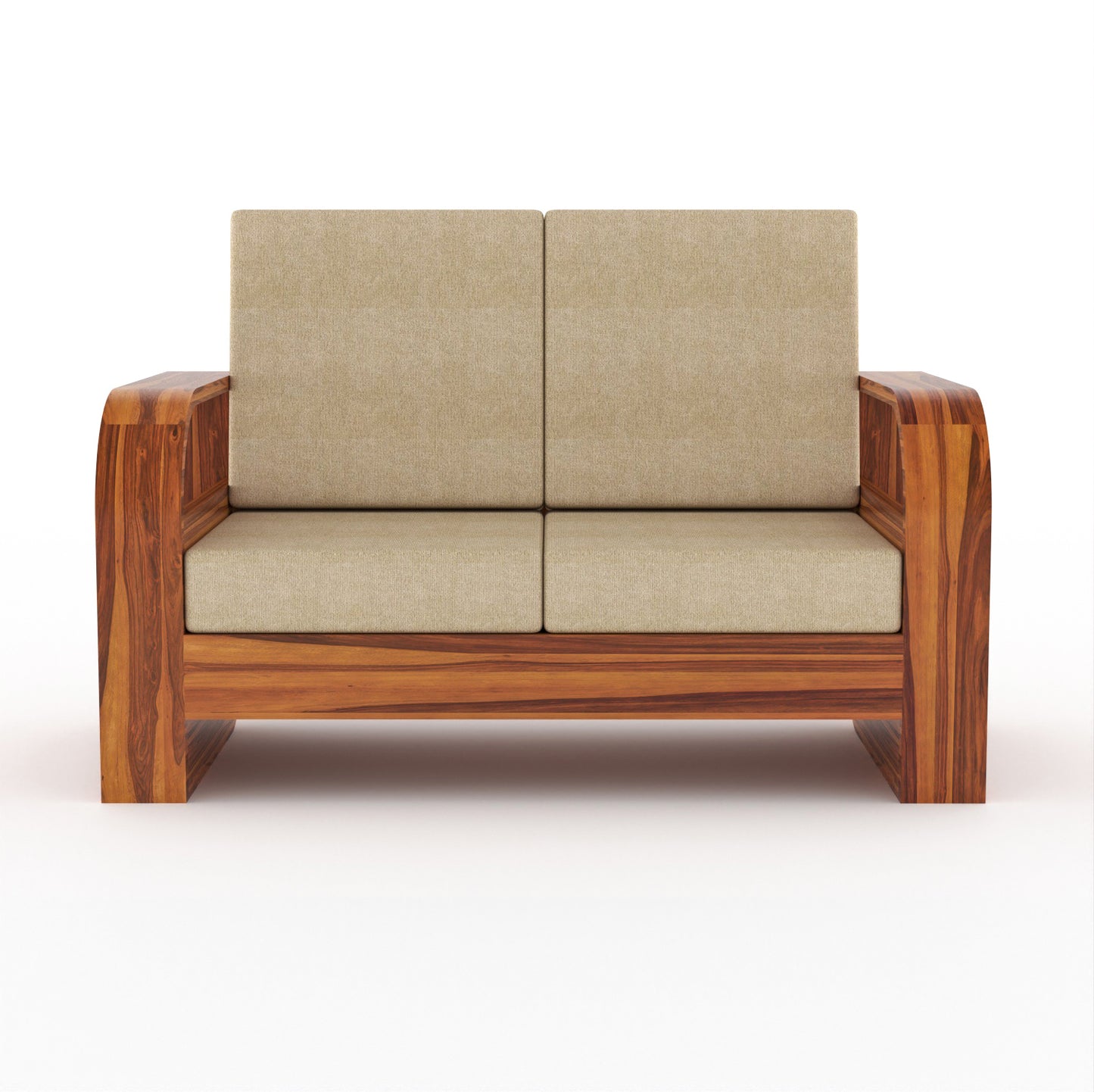 Curve 2 Seater Solid Wood Sofa (Honey Finish)