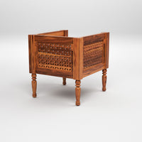 Cindor Solid Sheesham  Wooden 1 Seater Sofa Arm Chair (Honey Finish )