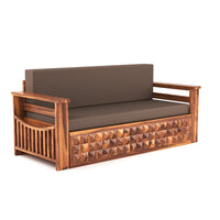 Orvan Solid  Sheesham Wooden 3 Seater diamond Sofa Cum Bed  (Honey  ,Finish )