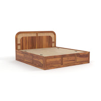 Tuneon Sheesham Wood King Size Bed With Storage (Honey Finish)