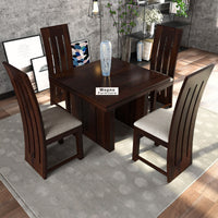 Zephora Hollo Sheesham Wood Dining Set 4 Seater (Walnut Finish)