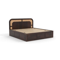Tuneon Sheesham Wood King Size Bed With Storage (Walnut Finish)
