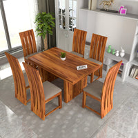 Zephora Hollo Sheesham Wood Dining Set 6 Seater (Honey Finish)