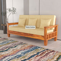 Trivralionel 3 Seater Solid Sheesham Wood Sofa Set (Honey Finish)