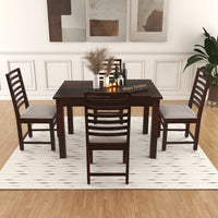 Lorveth Sheesham Wood Dining Set 4 Seater 45x45x30 (Walnut Finish)