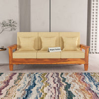 Trivralionel 3 Seater Solid Sheesham Wood Sofa Set (Honey Finish)