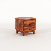 Jeyvalin Solid Sheesham Wood Bedside Table (Honey Finish)