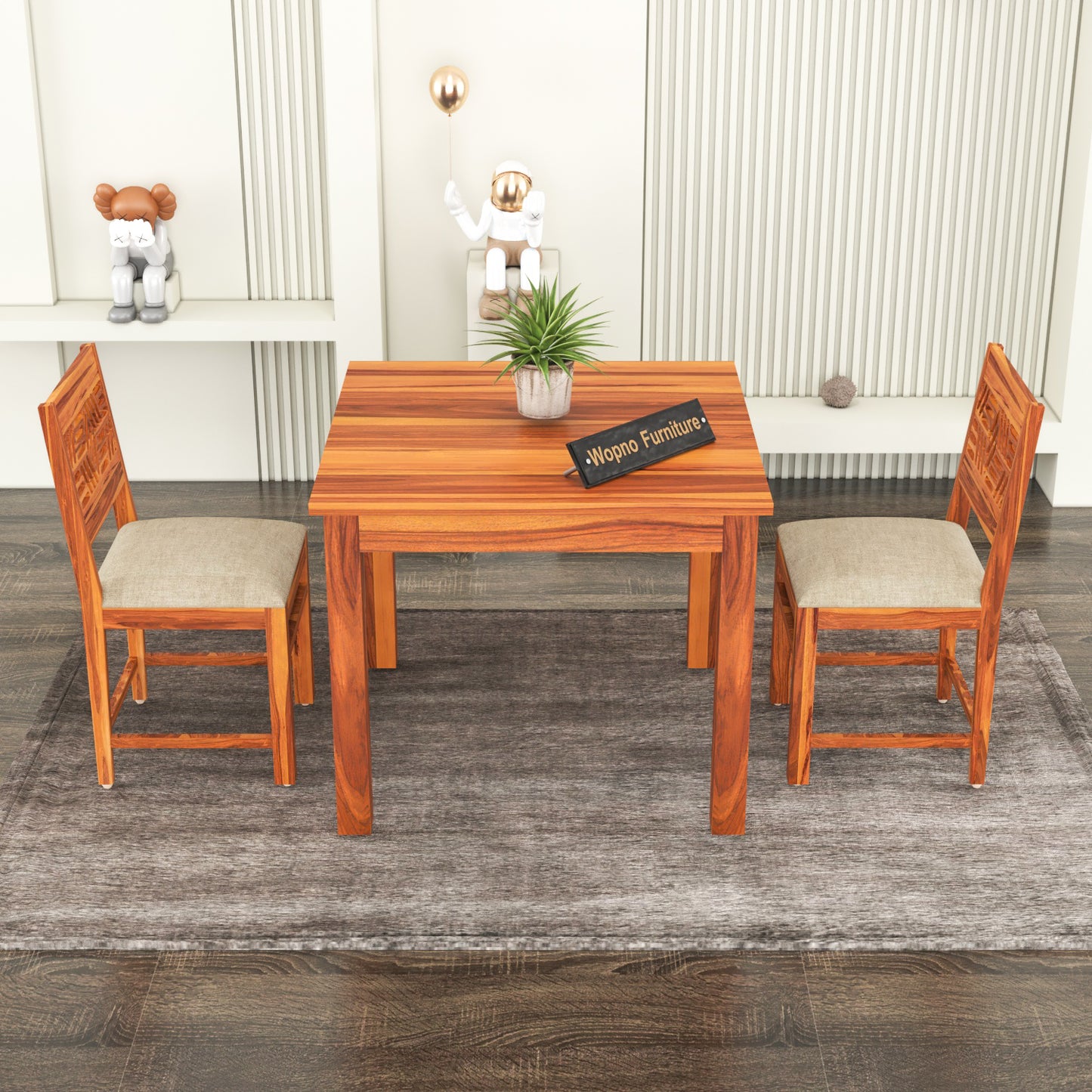 Morvex Sheesham Wood Dining Set 2 Seater (Honey Finish)