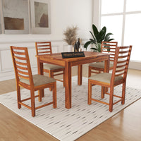 Lorveth Sheesham Wood Dining Set 4 Seater 45x45x30 (Honey Finish)