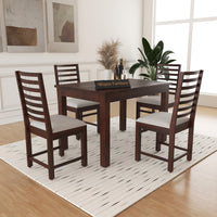Lorveth Sheesham Wood Dining Set 4 Seater 45x45x30 (Walnut Finish)