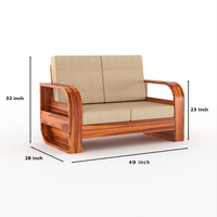 Curve 2 Seater Solid Wood Sofa (Honey Finish)