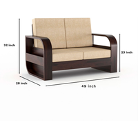 Curve 2 Seater Solid Wood Sofa (Walnut Finish)