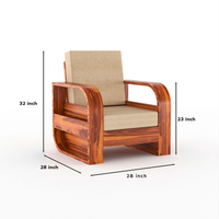 Curve 4 Seater Solid Wood Sofa (Honey Finish)