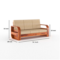 Curve 3 Seater Solid Wood Sofa (Honey Finish)