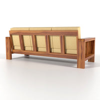 Zyvora 3 Seater Solid Wood Sofa (Honey Finish)