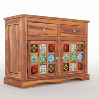 Pivra Solid Sheesham Wood Sideboard and Cabinets (Honey Finish)