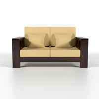 Zyvora 2 Seater Solid Wood Sofa (Walnut Finish)