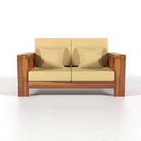 Zyvora 2 Seater Solid Wood Sofa (Honey Finish)