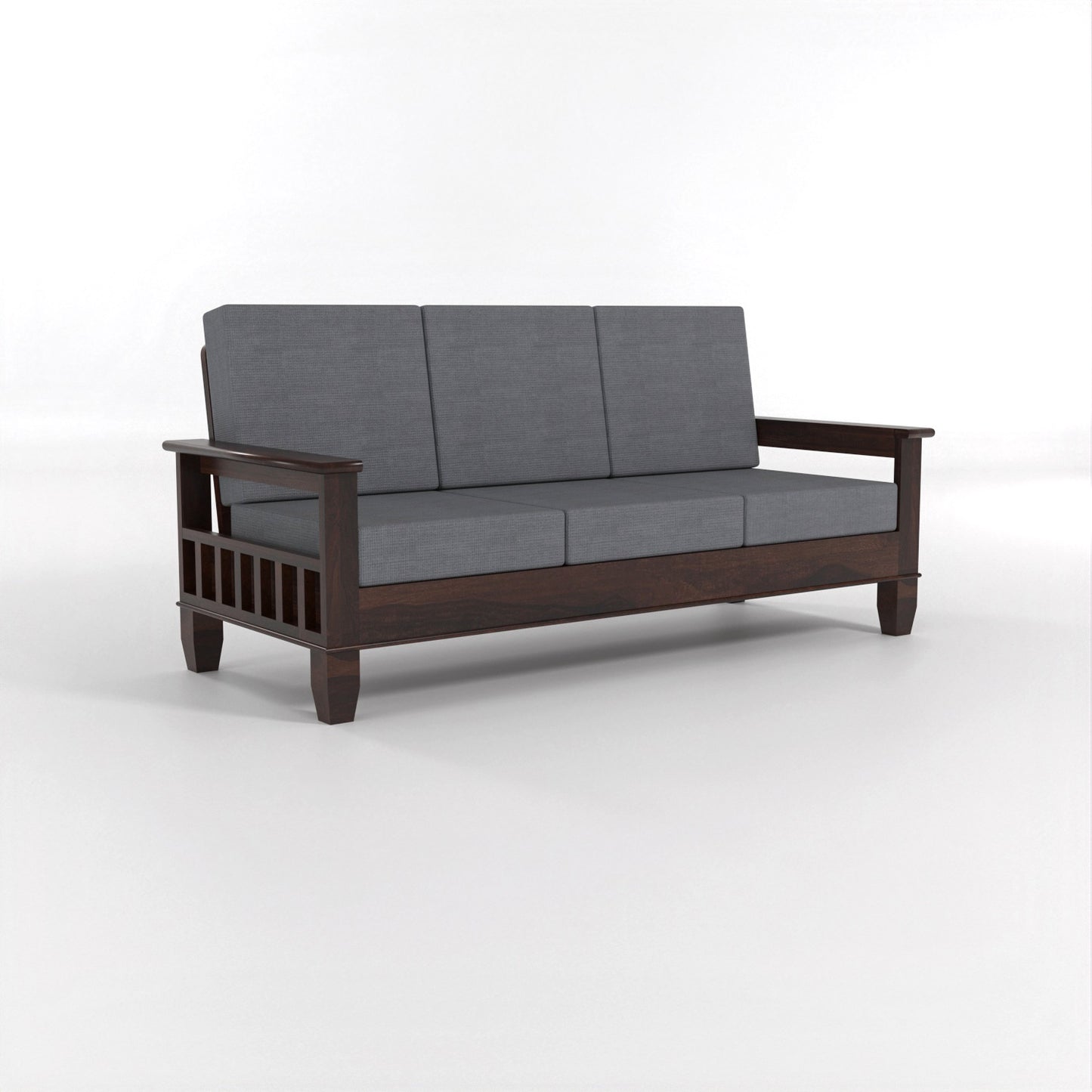 Trivralionel 6  Seater Solid Sheesham Wood Sofa Set 3+2+1 (Walnut Finish)
