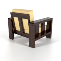 Zyvora 1 Seater Solid Wood Sofa (Walnut Finish)