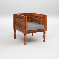Ulnor   Solid Sheesham  Wooden 6 Seater Sofa Set (Honey Finish)