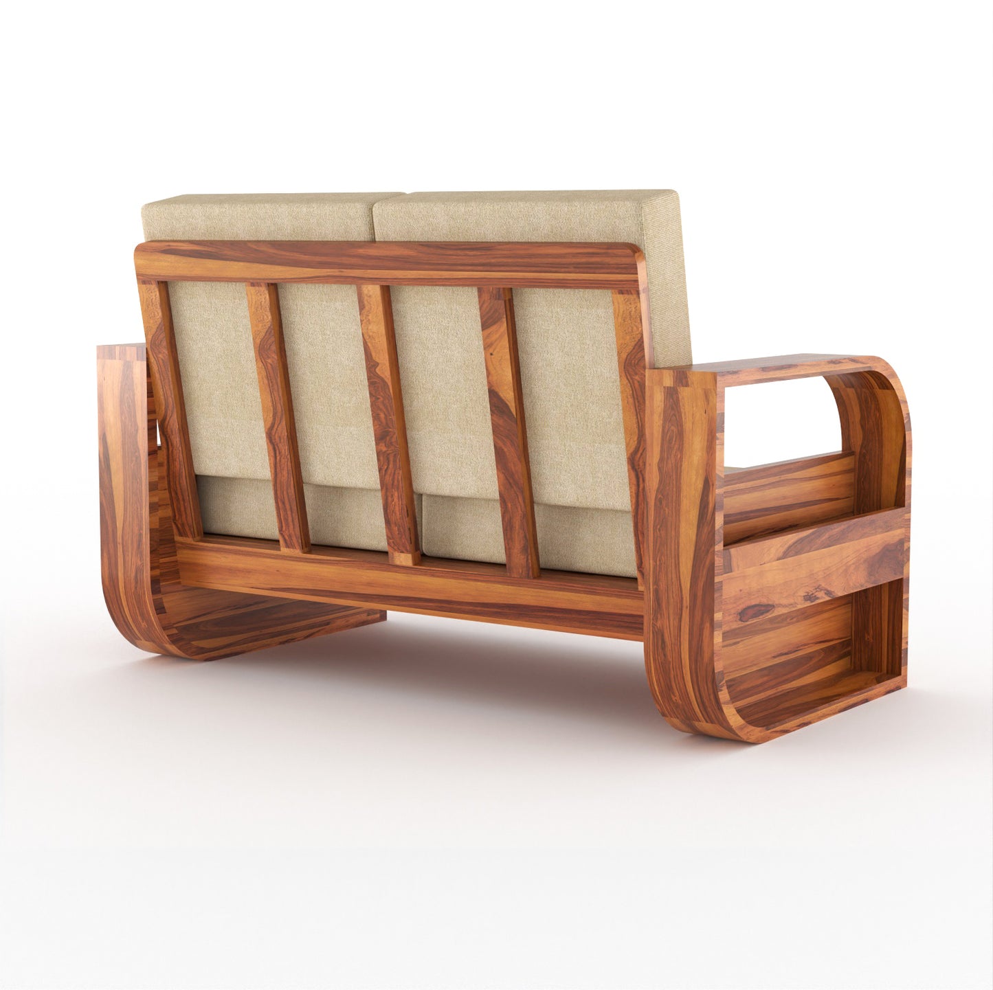 Curve 2 Seater Solid Wood Sofa (Honey Finish)