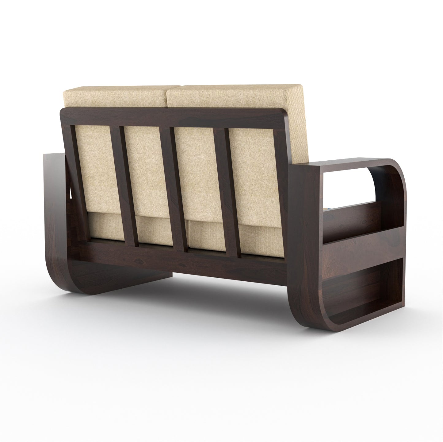 Curve 2 Seater Solid Wood Sofa (Walnut Finish)
