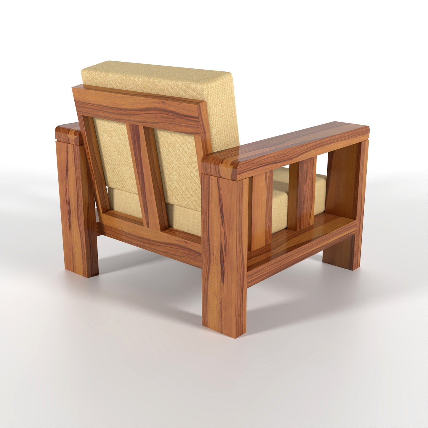 Zyvora 1 Seater Solid Wood Sofa (Honey Finish)